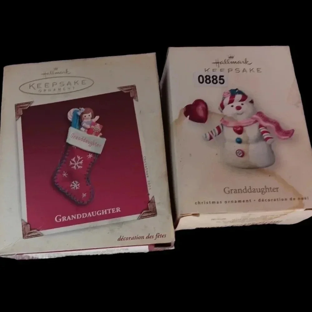 Hallmark granddaughter christmas ornaments snowman & stocking toys